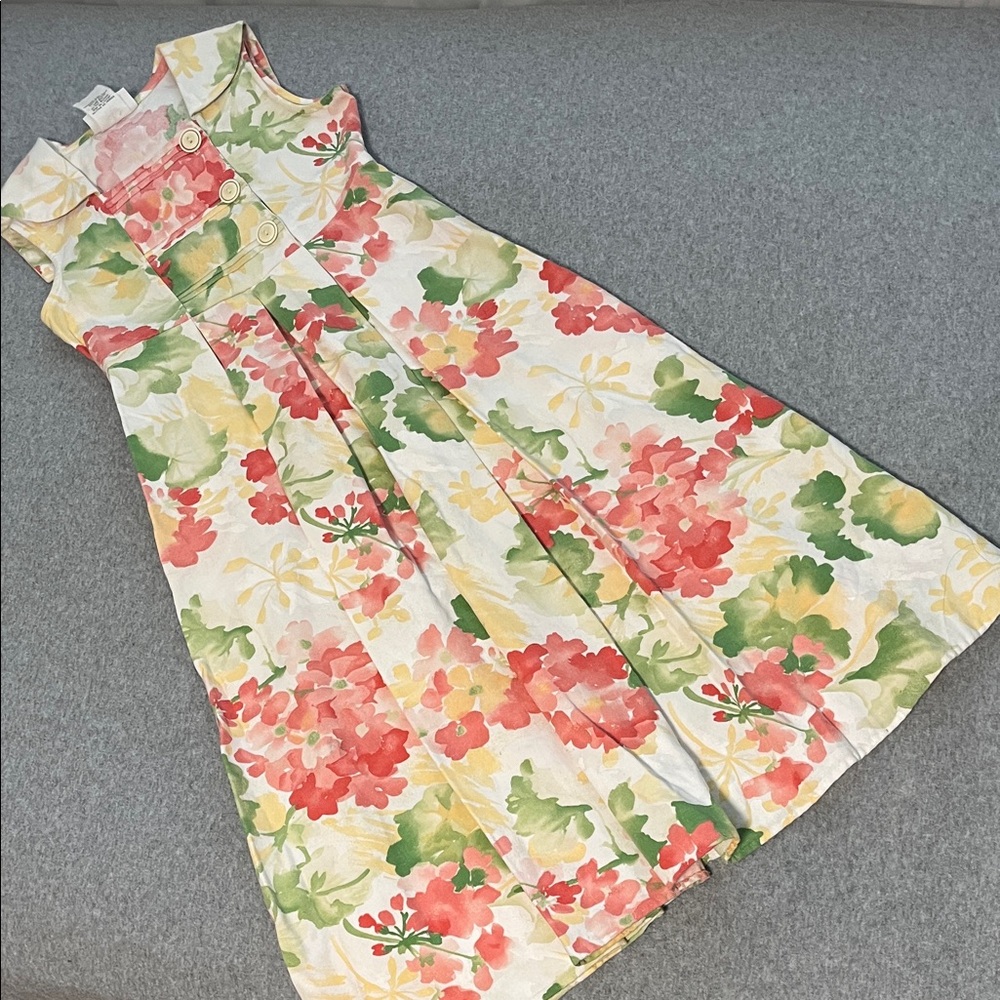 Vintage Bonnie Jean Midi Floral Dress Girls 10 Longline Sleeveless